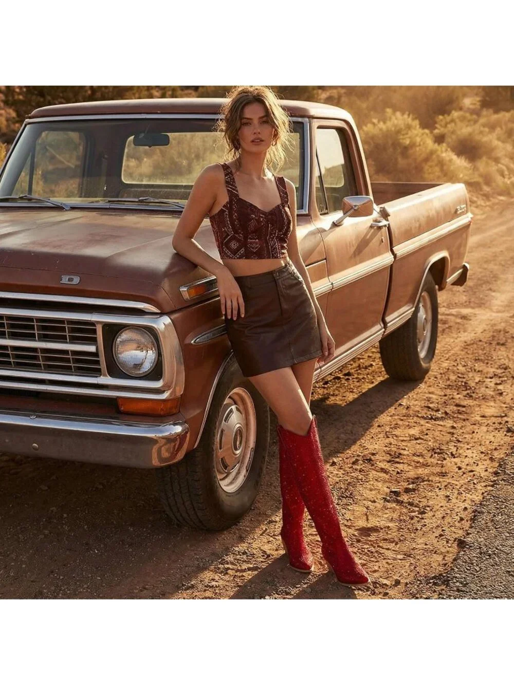Women's  Red Over Knee Pointed Toe Sparkly Chunky Heel Thigh High Boots